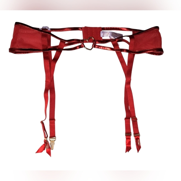 Savage X Fenty by Rihanna Sexy Women's Plus Red Garter Belt with Heart Accent 3X - Picture 9 of 9